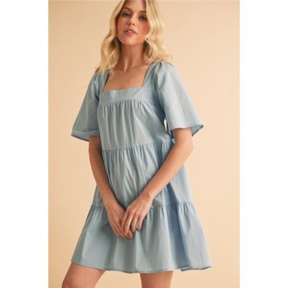 Aemi + Co Square Neck Half Sleeve Tiered Dress - NWT - Picture 1 of 5